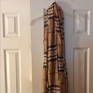 Tan and Red Plaid Scarf